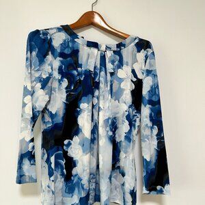 Karl Lagerfeld Blue/White Blouse, L, 3/4 Sleeves